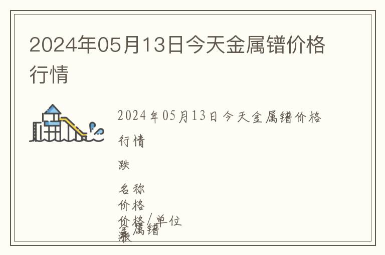 2024年05月13日今天金屬鐠價格行情