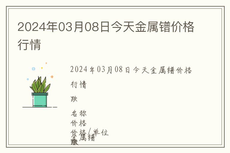 2024年03月08日今天金屬鐠價格行情
