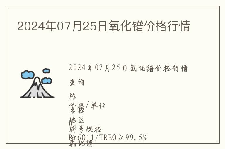 2024年07月25日氧化鐠價(jià)格行情