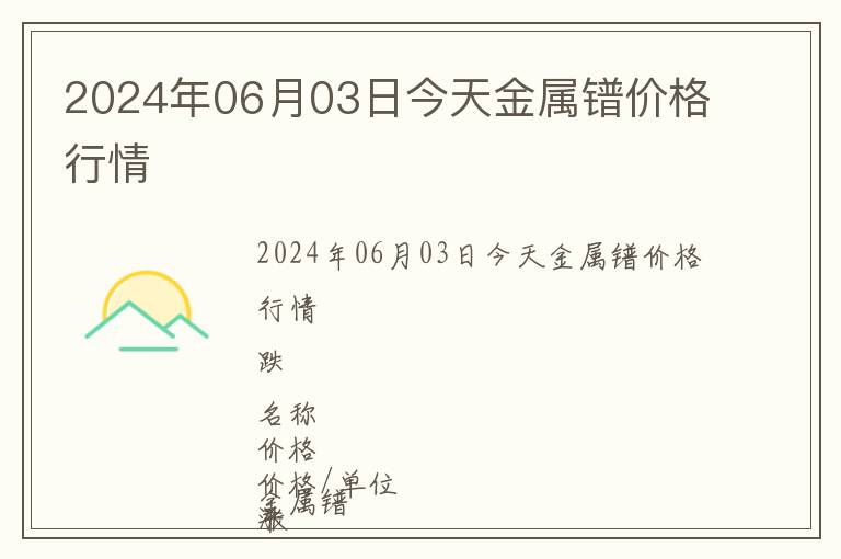 2024年06月03日今天金屬鐠價格行情