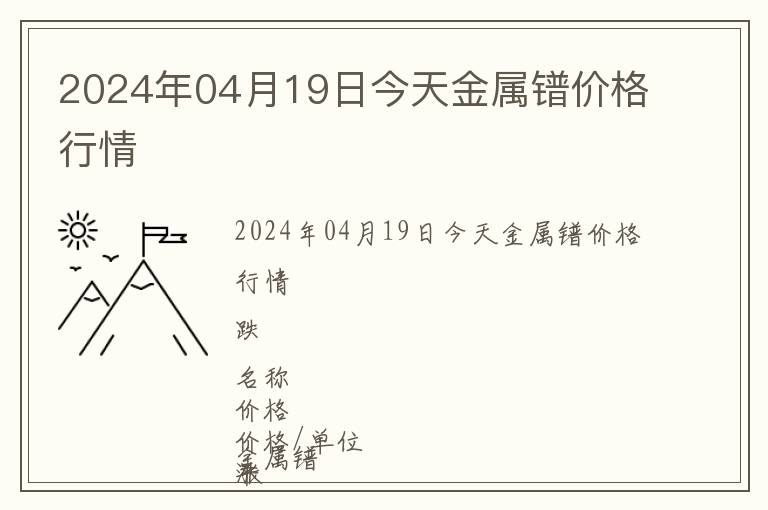 2024年04月19日今天金屬鐠價(jià)格行情