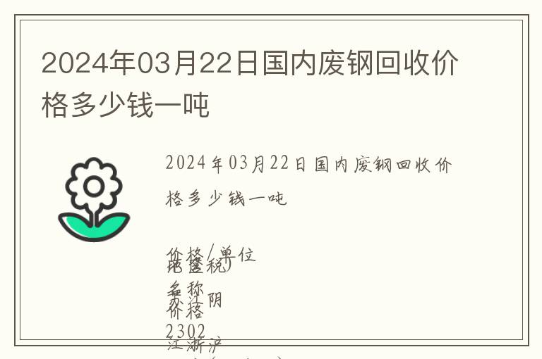 2024年03月22日國內廢鋼回收價格多少錢一噸