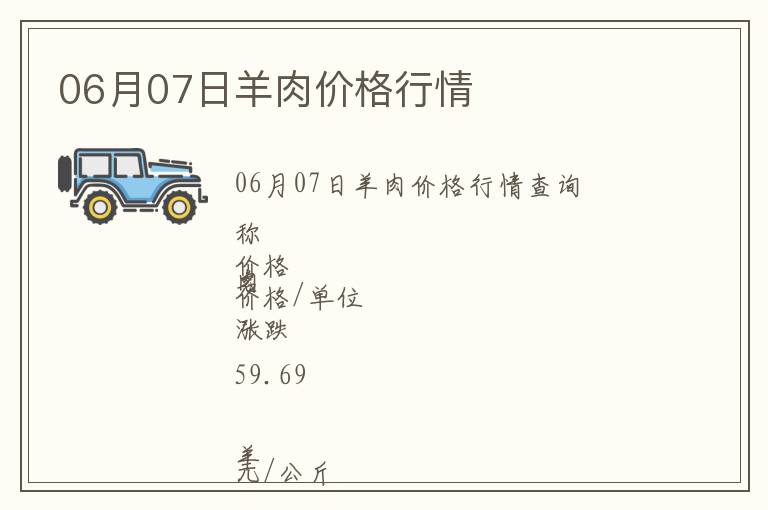06月07日羊肉價格行情