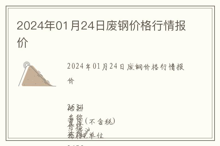 2024年01月24日廢鋼價格行情報價