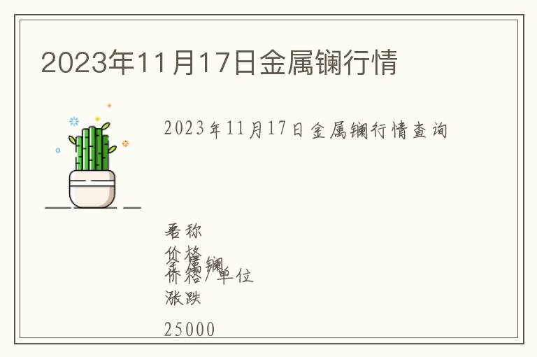 2023年11月17日金屬鑭行情