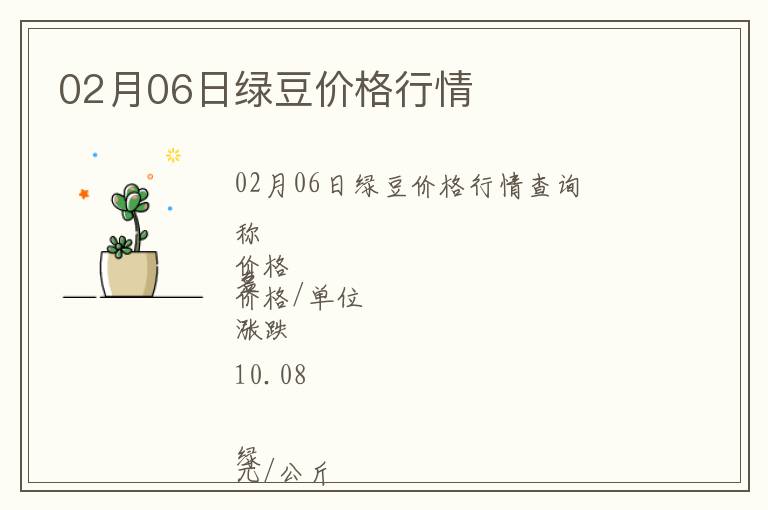 02月06日綠豆價格行情