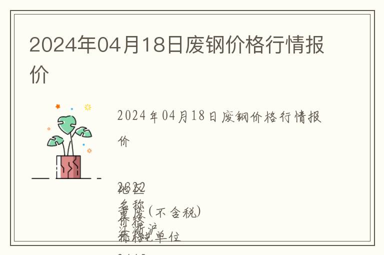 2024年04月18日廢鋼價(jià)格行情報(bào)價(jià)