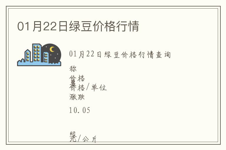 01月22日綠豆價格行情
