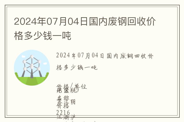 2024年07月04日國內廢鋼回收價格多少錢一噸