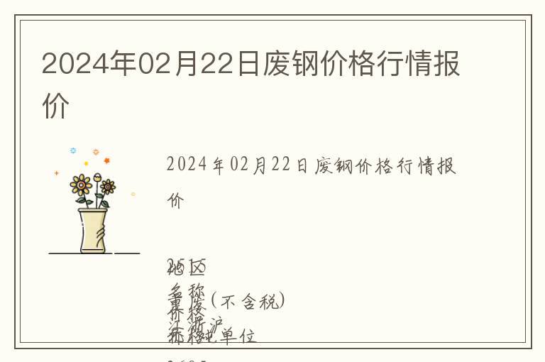 2024年02月22日廢鋼價格行情報價