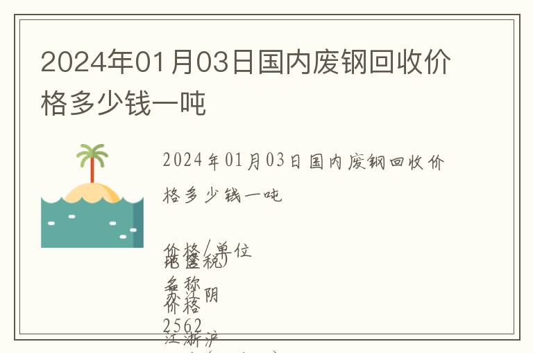 2024年01月03日國內廢鋼回收價格多少錢一噸