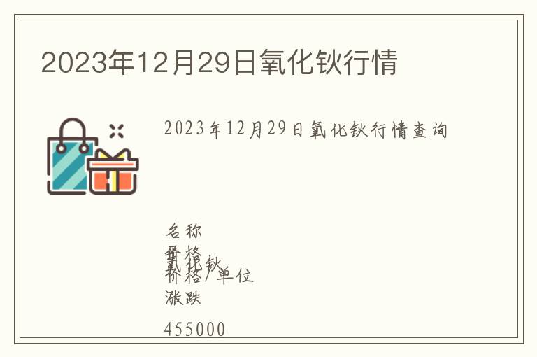 2023年12月29日氧化鈥行情