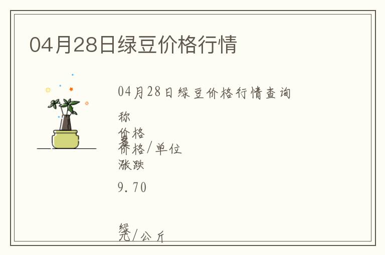 04月28日綠豆價格行情