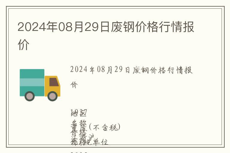 2024年08月29日廢鋼價格行情報價