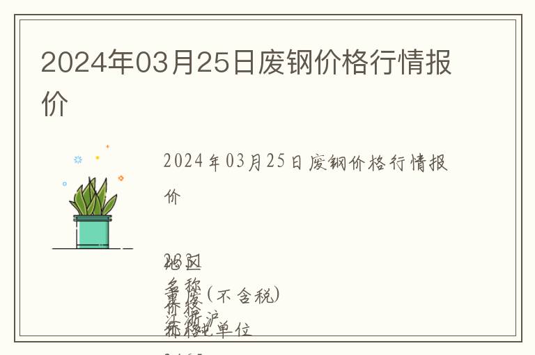 2024年03月25日廢鋼價格行情報價