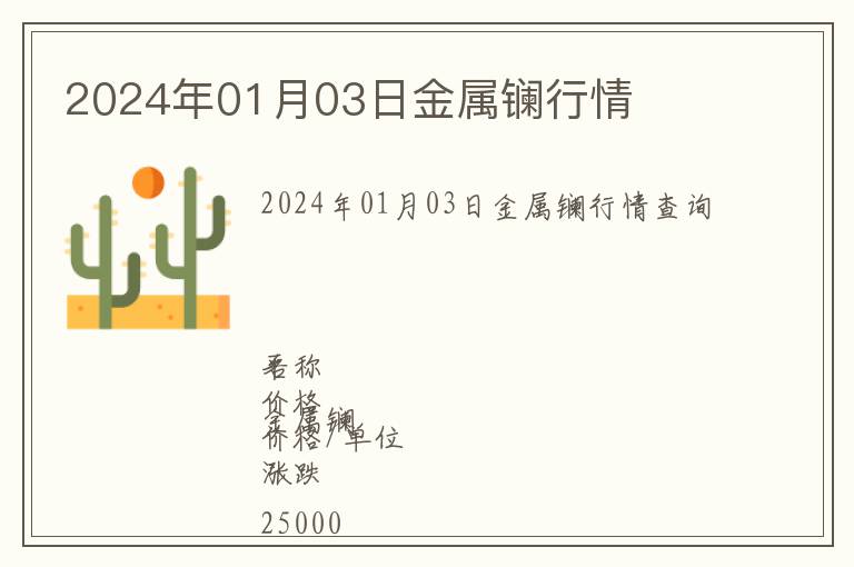 2024年01月03日金屬鑭行情