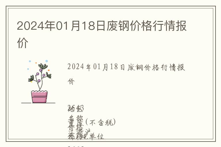 2024年01月18日廢鋼價格行情報價