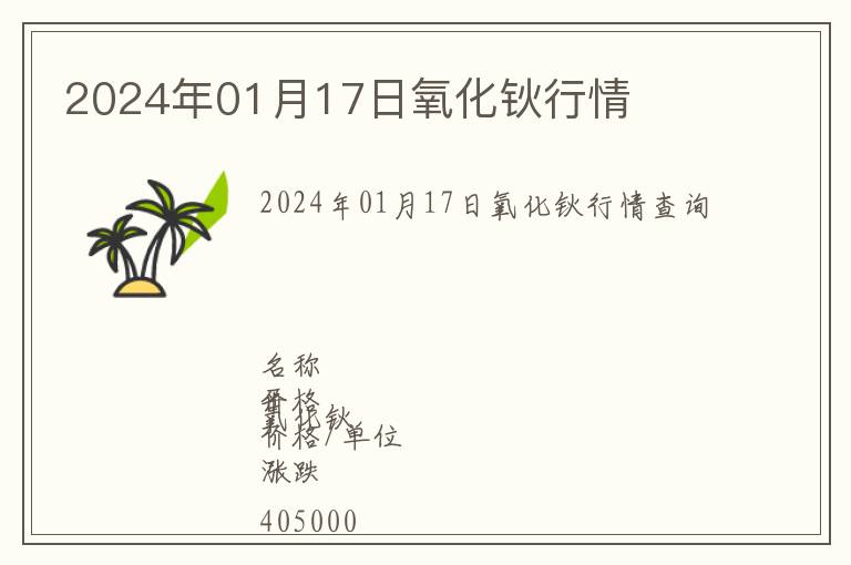 2024年01月17日氧化鈥行情