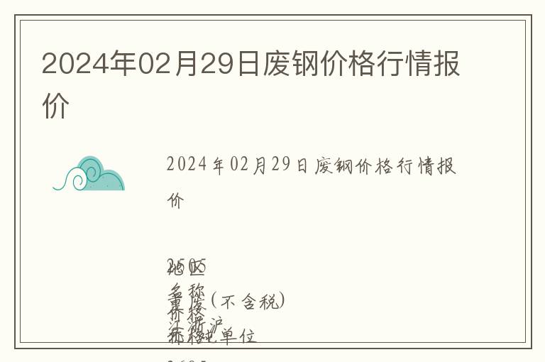 2024年02月29日廢鋼價格行情報價