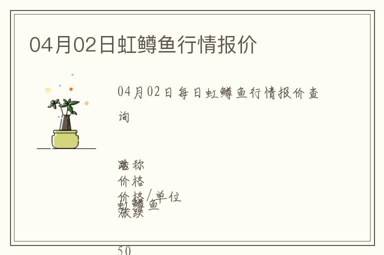 04月02日虹鱒魚行情報價