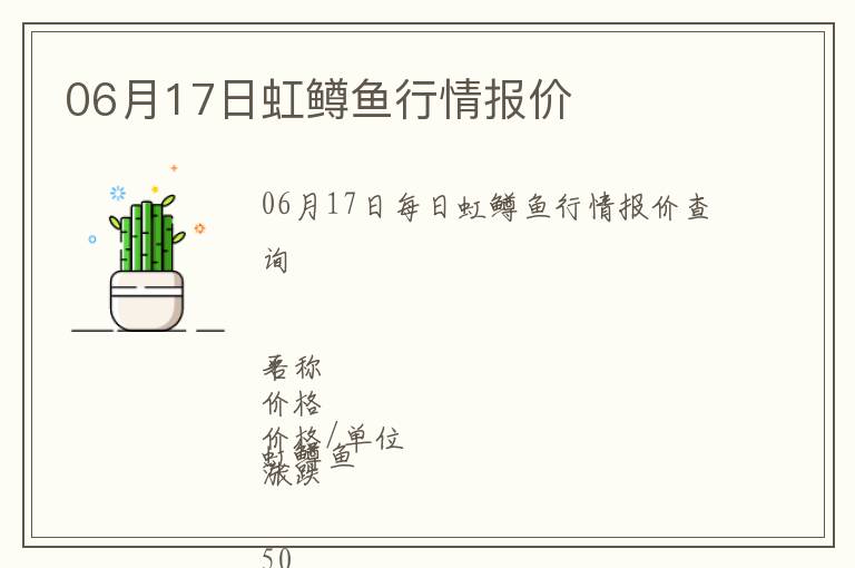 06月17日虹鱒魚行情報價