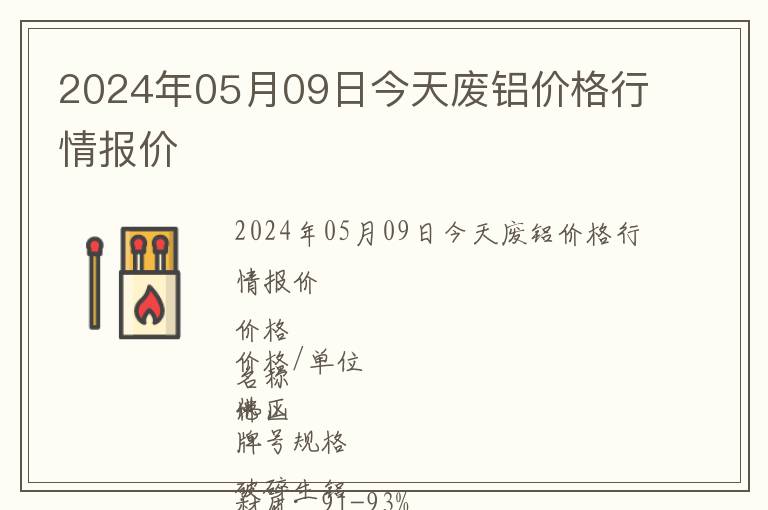 2024年05月09日今天廢鋁價格行情報價