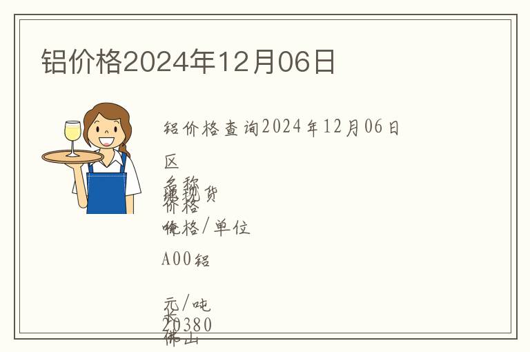 鋁價(jià)格2024年12月06日