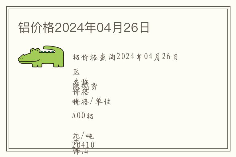 鋁價格2024年04月26日