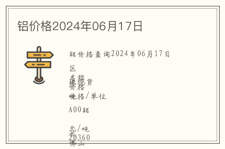鋁價格2024年06月17日