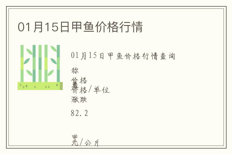 01月15日甲魚價格行情