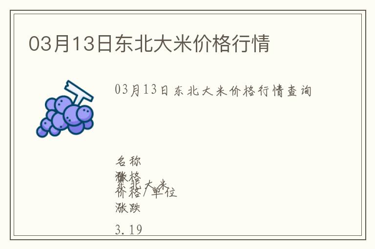 03月13日東北大米價格行情