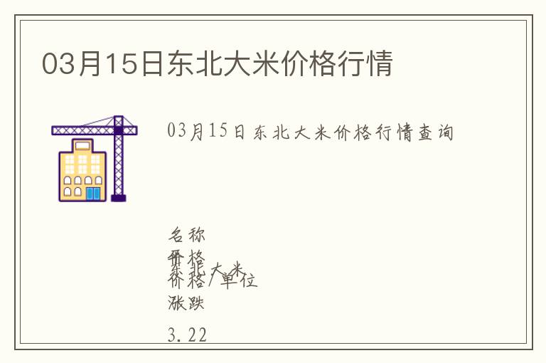 03月15日東北大米價(jià)格行情