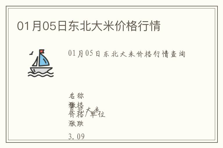 01月05日東北大米價(jià)格行情