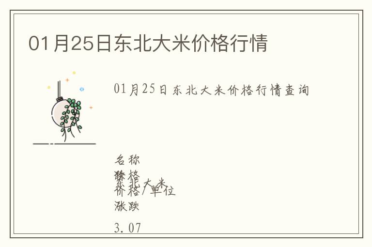 01月25日東北大米價(jià)格行情