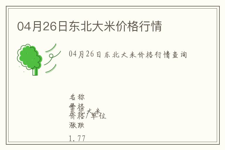 04月26日東北大米價格行情