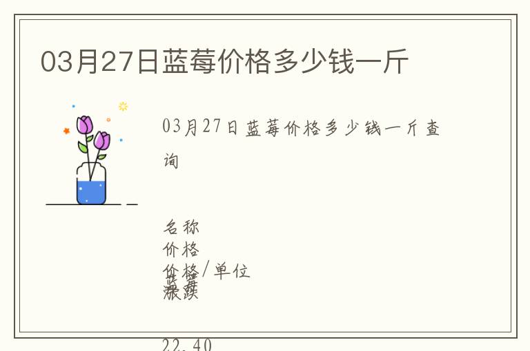 03月27日藍莓價格多少錢一斤