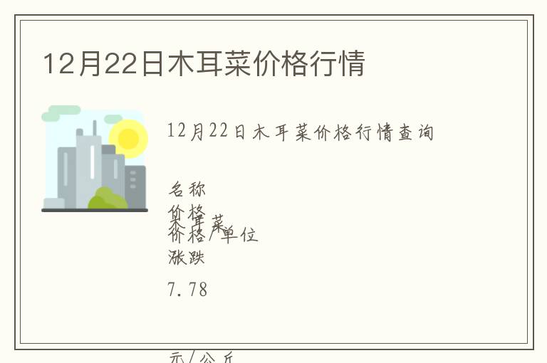 12月22日木耳菜價格行情