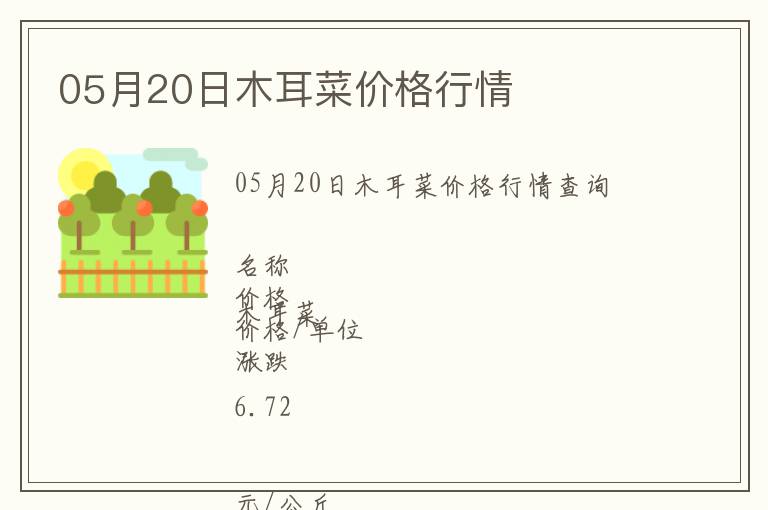 05月20日木耳菜價(jià)格行情
