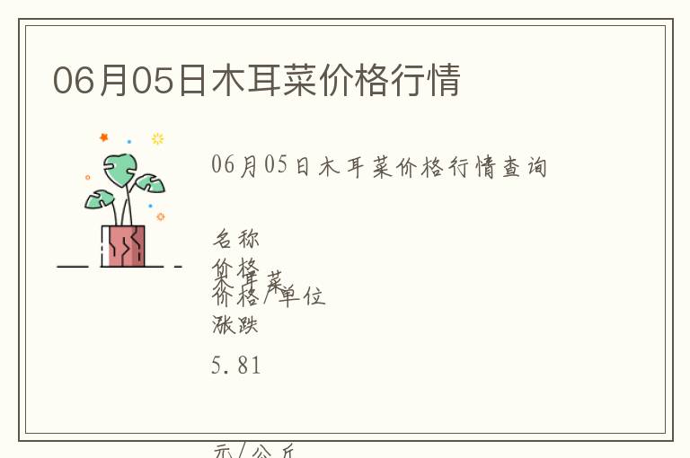 06月05日木耳菜價格行情