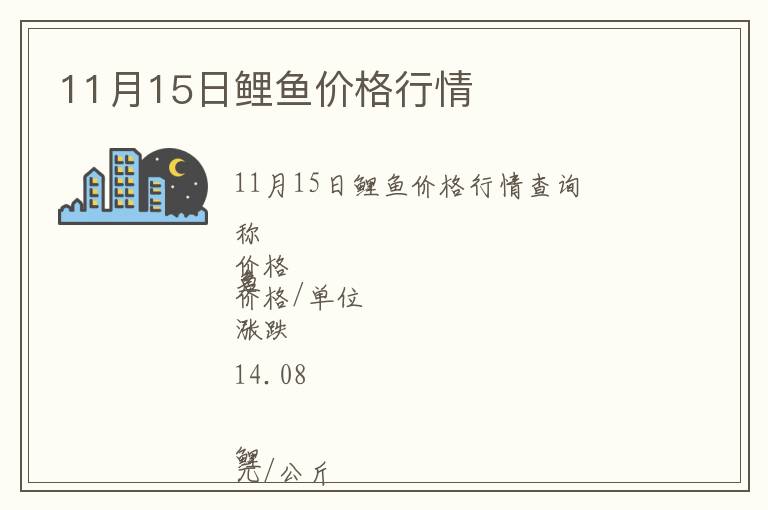 11月15日鯉魚價(jià)格行情