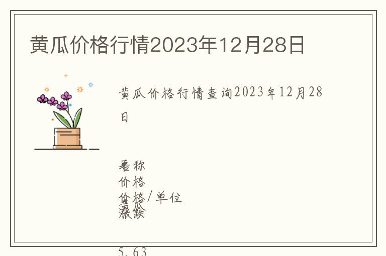 黃瓜價(jià)格行情2023年12月28日