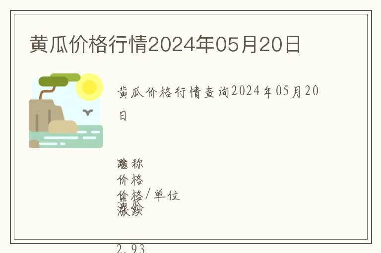 黃瓜價格行情2024年05月20日