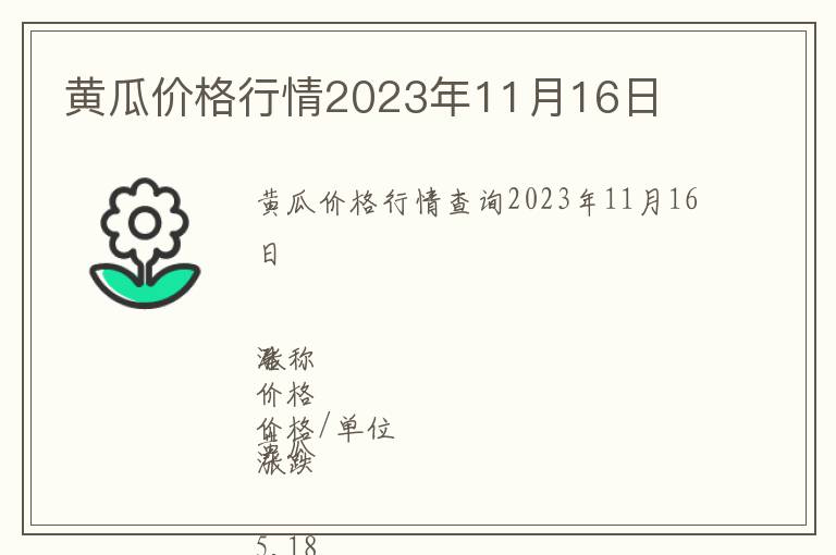 黃瓜價(jià)格行情2023年11月16日