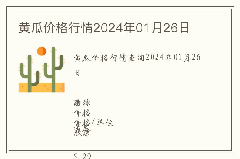 黃瓜價(jià)格行情2024年01月26日