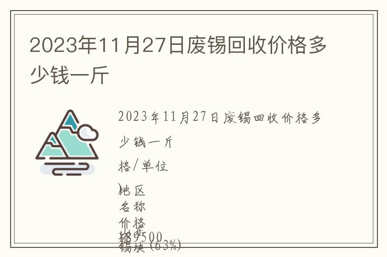 2023年11月27日廢錫回收價(jià)格多少錢(qián)一斤