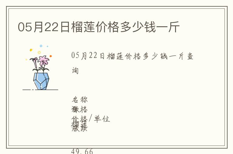 05月22日榴蓮價(jià)格多少錢一斤