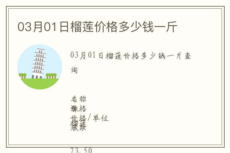 03月01日榴蓮價格多少錢一斤