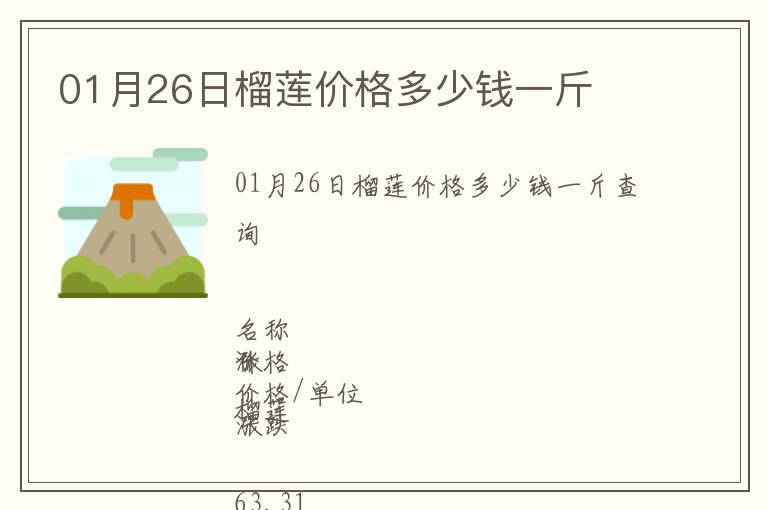 01月26日榴蓮價格多少錢一斤