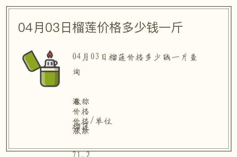04月03日榴蓮價格多少錢一斤