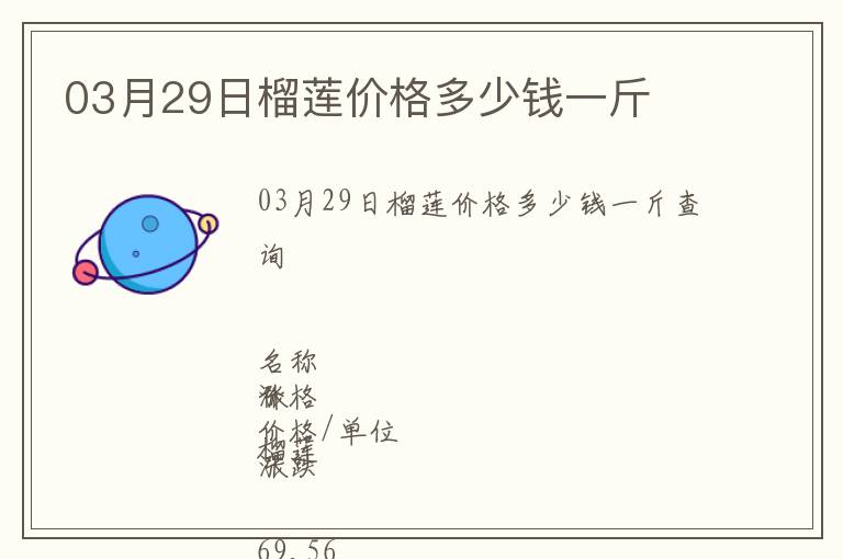03月29日榴蓮價(jià)格多少錢一斤
